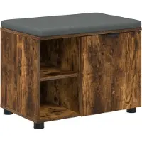 vidaXL Banc d'entrée avec coussin Uni Chêne fumé 60 x 38 x 46 cm