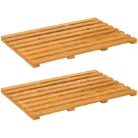 vidaXL Tapis de bain Uni Marron 100 x 53 cm bois