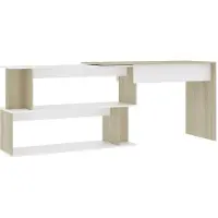 vidaXL Bureau d'angle Blanc Chêne Sonoma 200x50x76 cm Bois composite