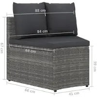Natur24 vidaXL Ensemble de salon de jardin 2 pièces avec coussins Poly Rattan Gris