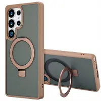 Accezz Coque Ring Stand avec MagSafe pour Samsung Galaxy S25 Ultra - Marron