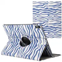 IMoshion Coque tablette Design rotatif à 360° pour Apple iPad Pro 13 (2025) M5 / (2024) M4 - White Blue Stripes