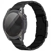 Accezz Bracelet en acier Titane mat - Connexion Garmin 22 mm - Noir