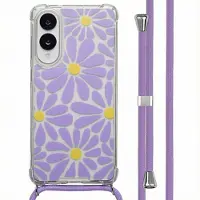 IMoshion Coque Design avec cordon pour Samsung Galaxy S25 Edge - Tropical Violet Flowers Connect