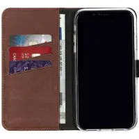Selencia Étui portefeuille en cuir véritable pour Apple iPhone Xr - Marron foncé