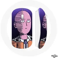MANIACASE Souris Sans Fil - Saitama One Punch Man - Violet - Compatible Mac et PC - USB wifi - Technologie sans fil
