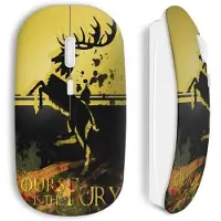 MANIACASE Souris sans fil - Game of Thrones - Ours is the Fury - Jaune - USB WiFi - Compatible Mac et PC