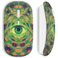 MANIACASE Souris Sans Fil - Psychedelic Eye - Vert - Clé USB WiFi incluse - Compatible Mac et PC