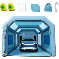 Vevor Cabine de Peinture Gonflable 8x4,5x3,3 m Tente Peinture Gonflable Automobile en Tissu Oxford 210D avec Système de Filtration 2 Souffleurs Station de Travail pour Pose de Peinture Atelier Garage