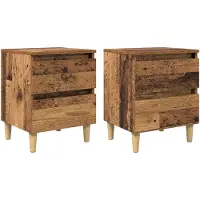 vidaXL Meubles de lit avec tiroir 2 pcs Bois Ancien 40 x 35 x 50 cm