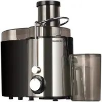 Hausberg HB-7645 Centrifugeuse pour fruits et légumes, 600 W, 2 vitesses + turbo, réservoir à pulpe de 1 l, réservoir à jus de 550 ml, accessoires pour le poussoir, noir + argenté