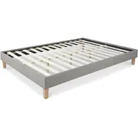 Homestyle4u Lit Futon Double 160 X 200 Tissu Gris Sommier Lattes