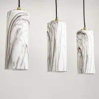 LumenXL Suspension Vetra avec abat-jours en verre aspect marbre 5 lumières – laiton doré et noir