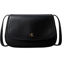 Calvin Klein Sac à bandoulière 'Monogram Plaque Flap Camera' noir