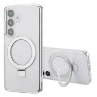 Accezz Coque Ring Stand avec MagSafe pour Samsung Galaxy S25 - Transparent