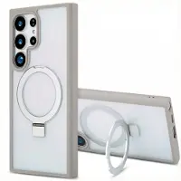 Accezz Coque Ring Stand avec MagSafe Samsung Galaxy S24 Ultra - Gris
