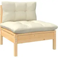 vidaXL Ensemble salon de jardin 6 pièces avec coussins Crème Pin