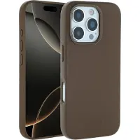 Accezz Coque arrière en cuir avec MagSafe pour Apple iPhone 16 Pro - Marron café