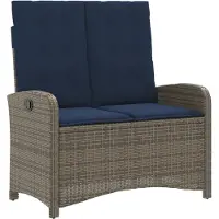 vidaXL Banc de jardin Réglable avec coussins Gris Poly Rattan