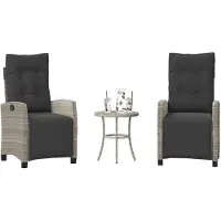vidaXL Ensemble Bistro 3 pièces avec coussins gris clair Poly rotin