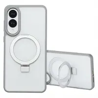 Accezz Coque Ring Stand avec MagSafe pour Samsung Galaxy S25 Edge - Gris