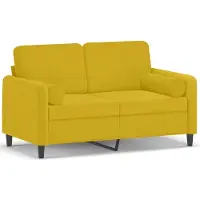 vidaXL Canapé 2 places avec oreillers décoratifs jaune 120 cm velours