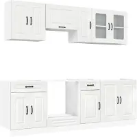 vidaXL Ensemble d'armoires de cuisine Kalmar 8 pièces blanc brillant Matériau dérivé du bois