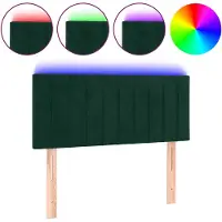 vidaXL LED Tête de lit vert foncé 100x5x78/88 cm velours