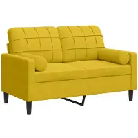 vidaXL Canapé 2 places avec coussins décoratifs jaune 120 cm velours