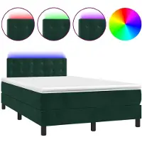 vidaXL Lit boxspring avec matelas & LED vert foncé 120x190 cm velours