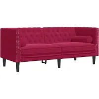 vidaXL Canapé Chesterfield avec traversins 2 places velours