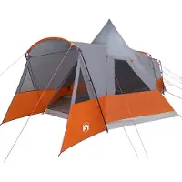 vidaXL Tente tipi pour 8 personnes, gris et orange, 720 x 465 x 295 cm