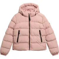 Superdry pour femme. W5011996A Stanton Hooded Quilted Jacket Pink (veste matelassée à capuche) (S), Casuel, Rose, Polyester