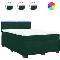 vidaXL Lit boxspring avec matelas vert foncé 140x190 cm velours