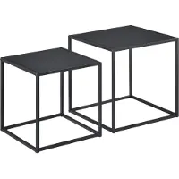 En.casa Set de tables d'appoint Table de salon Set de 2 tables basses Table de café en forme de carré Table de chevet Table décorative Structure métallique Design industriel Noir []