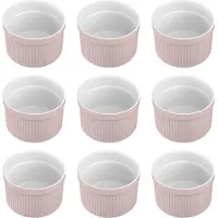 Intirilife Ensemble De 6 Moules À Soufflé En Porcelaine Rose Clair De Taille 7.8 X 4.6 Cm - Pour Préparer Un Dessert, Des Portions De Fruits Ou De L'obst, Des Muffins, Des Cupcakes Ou Une Tarte