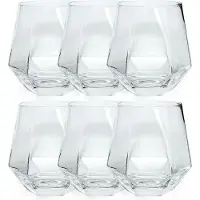 Intirilife 6x Verre À Boire Au Design Hexagonal Transparent - 240 Ml De Contenance - Verre À Eau Et À Jus De Fruits Lavable Au Lave-Vaisselle Verre En Cristal Résistant Aux Chocs