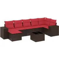 vidaXL Ensemble de 8 canapés de jardin avec coussins, brun, polyrattan