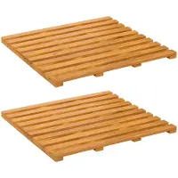 vidaXL Tapis de bain Uni Marron 100 x 53 cm bois