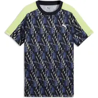 Puma T-Shirt fonctionnel 'TAD ESS AOP Poly' bleu-gris / bleu foncé / gris / kiwi