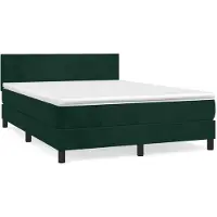 vidaXL Lit boxspring avec matelas vert foncé 140x190 cm velours
