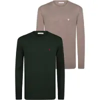 Felix Hardy Pull-over noisette / vert foncé