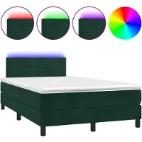 vidaXL Lit boxspring avec matelas & LED vert foncé 120x190 cm velours