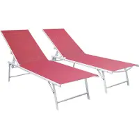 Happy Garden Lot De 2 Bains De Soleil Pliants Sicilia En Textilène Rose - Structure Blanche
