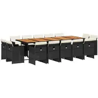 vidaXL Ensemble de jardin 15 pièces avec coussins Noir Poly Rattan