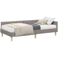 vidaXL Cadre de lit d'angle avec matelas 2 pièces Tissu taupe
