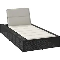 vidaXL Chaise longue avec support flottant noir Poly rotin