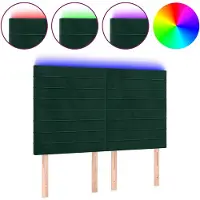 vidaXL Tête de lit LED vert foncé 144x5x118/128 cm velours
