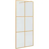 vidaXL Paroi de douche Walk-in Or 90 x 195 cm Verre trempé