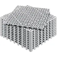 Vevor Lot de 12 Dalles de Jardin Piscine 30x30x1,5 cm Gris Dalle Clipsable Ajourée Antidérapante en PVC Drainage Rapide Revêtements de Sol Extérieur Intérieur pour Terrasse Cuisine Spa Salle de Bain